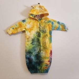 NWOT Happy Dog Hand Tie Dye Baby Hooded Sweater Sack Elastic Bottom Ears